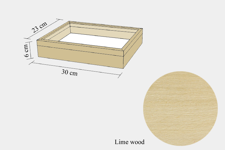 Lime wood drawer - 23 x 30 x 6 cm, with plastazote foam
