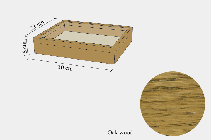 Oak wood drawer - 23 x 30 x 6 cm