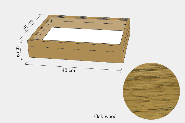 Oak wood drawer - 30 x 40 x 6 cm, with plastazote foam