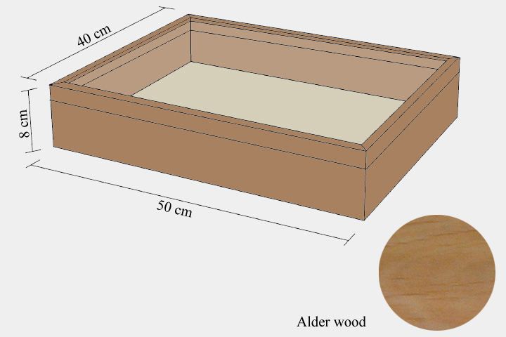 Alder wood drawer - 40 x 50 x 8 cm