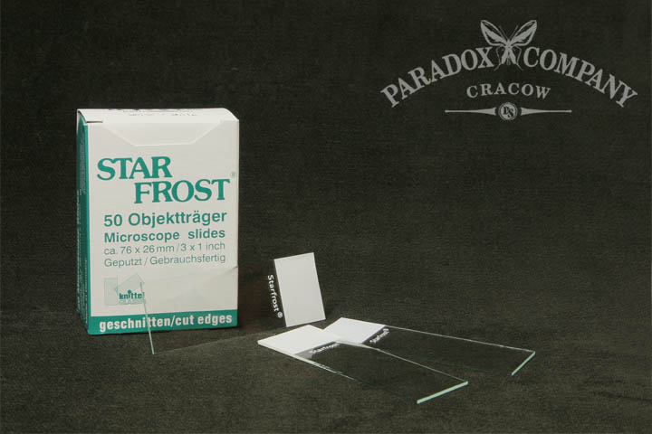 Star Frost Slides, cut edges, frosted end 20 mm,  50 pcs.